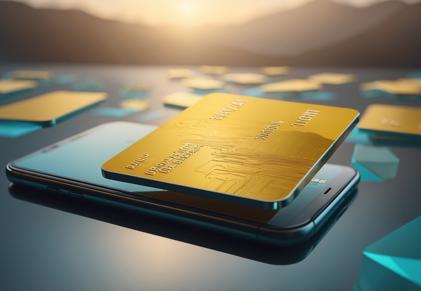 Girokonto - Abstrakte Darstellung mit Debitcard und Handy